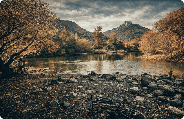 Paisaje de Lago Colmillo rodeado de bosque